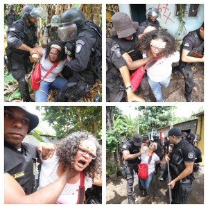 a violência da polícia de Eduardo Campos na arbitrária reintegração de posse em Maracaípe. Fev/2013